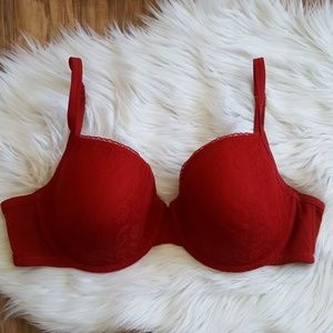 Cacique Red Lace T-shirt Bra 40DDD 40F